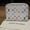 Louis Vuitton Monogram Multicolor Zippy Coin Purse White - front view on its dust bag