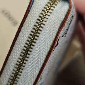 Zipper tape along the edge showing light wear