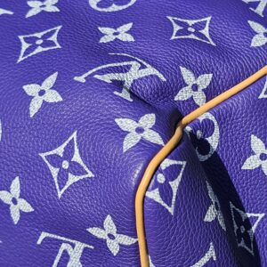 Close up of the Monogram print and piping