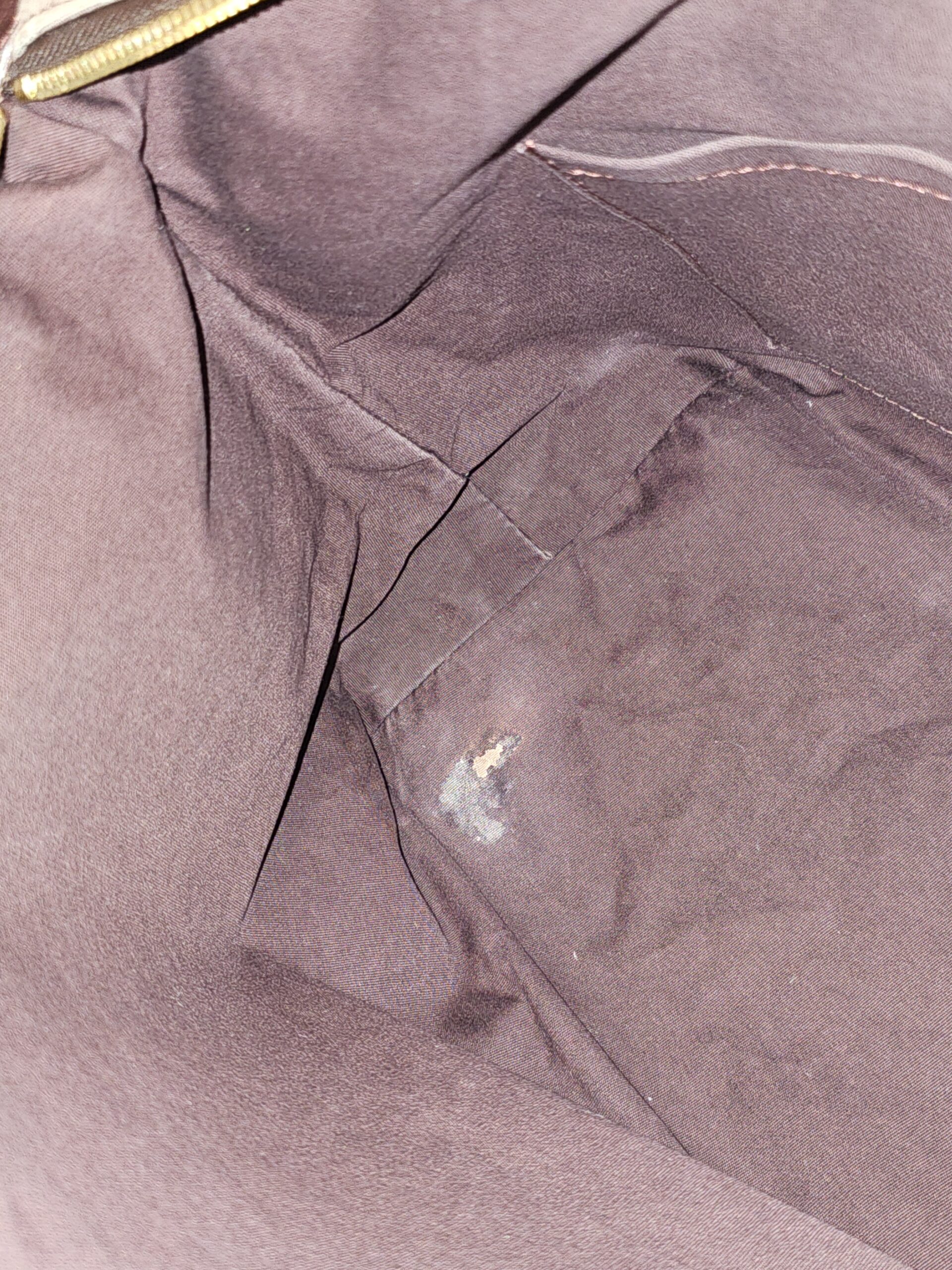 Interior lining showing the small stain