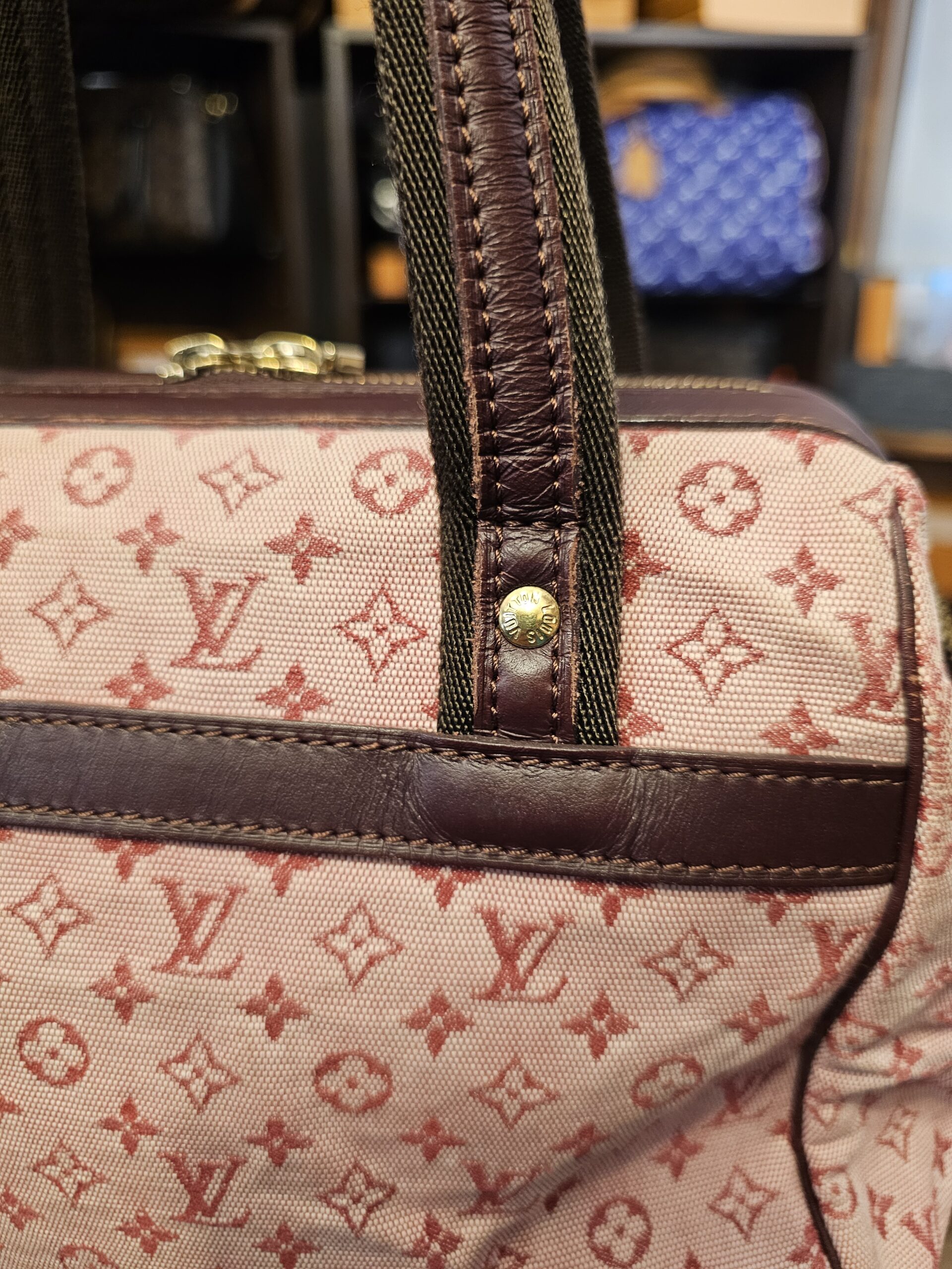 Strap tab and trim band close up