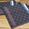 Louis Vuitton Damier Graphite Messenger Wool Scarf - laid flat showing the checkerboard and striped ends