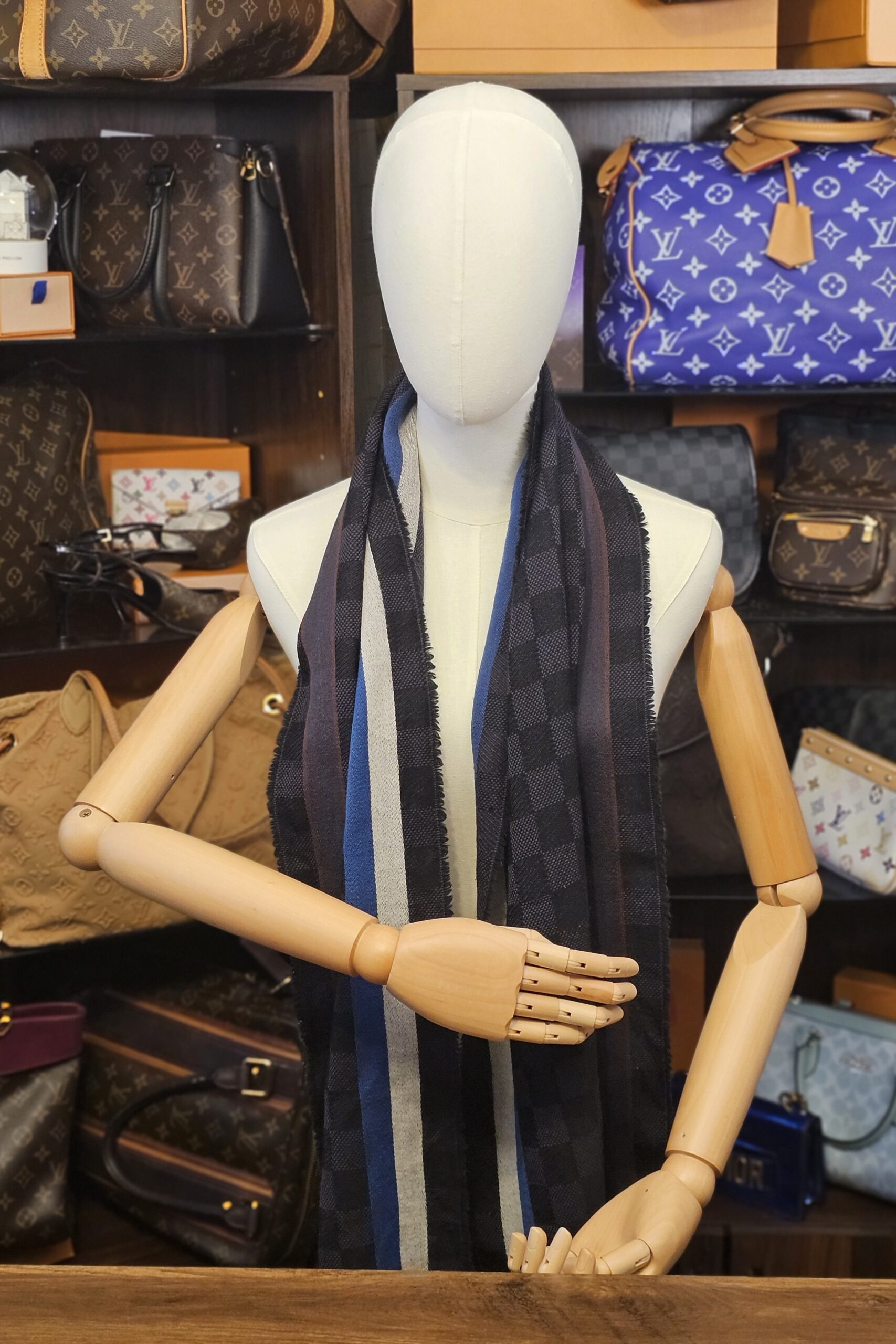 Draped long on a mannequin