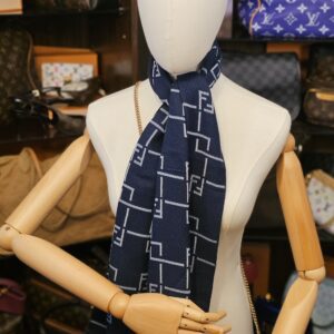 Draped navy side out on a mannequin