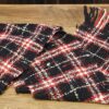 Burberry London Merino Wool Plaid Scarf Black Red - laid flat with fringed ends