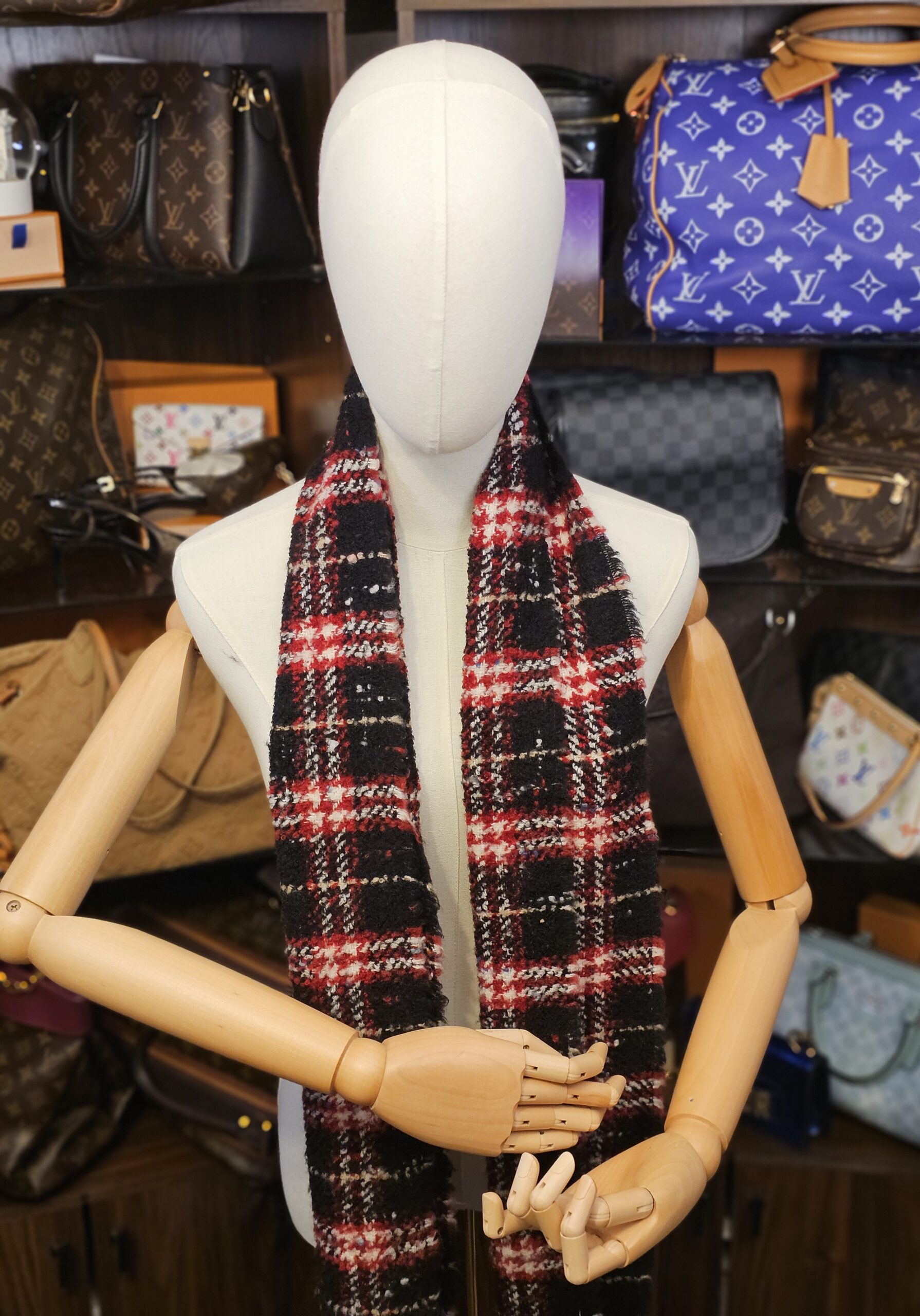 Draped long on a mannequin