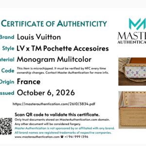 Master Authentication certificate for the LV x TM Pochette Accessoires