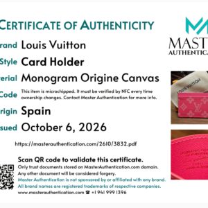 Master Authentication certificate for the Card Holder in Monogram Origine Canvas