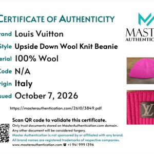 Master Authentication certificate of authenticity for the beanie