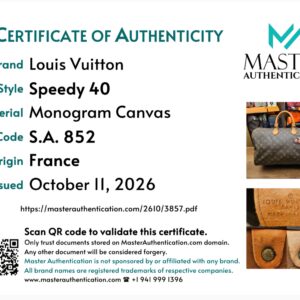 Master Authentication certificate for the Speedy 40, code S.A. 852