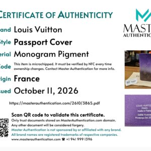 Master Authentication certificate for the Passport Cover in Monogram Pigment