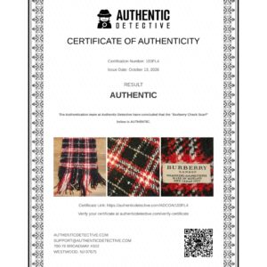 Authentic Detective certificate for the check scarf, result authentic