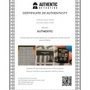 Authentic Detective certificate for the logo scarf, result authentic