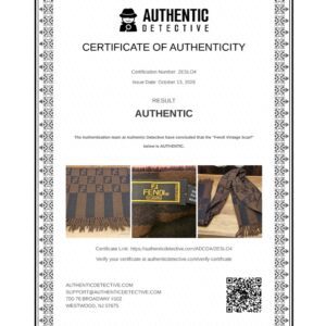Authentic Detective certificate for the vintage scarf, result authentic