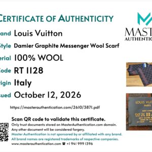 Master Authentication certificate for the Messenger wool scarf, code RT 1128