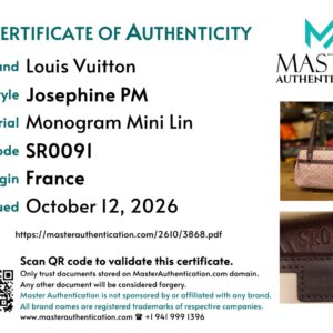 Master Authentication certificate for the Josephine PM, code SR0091