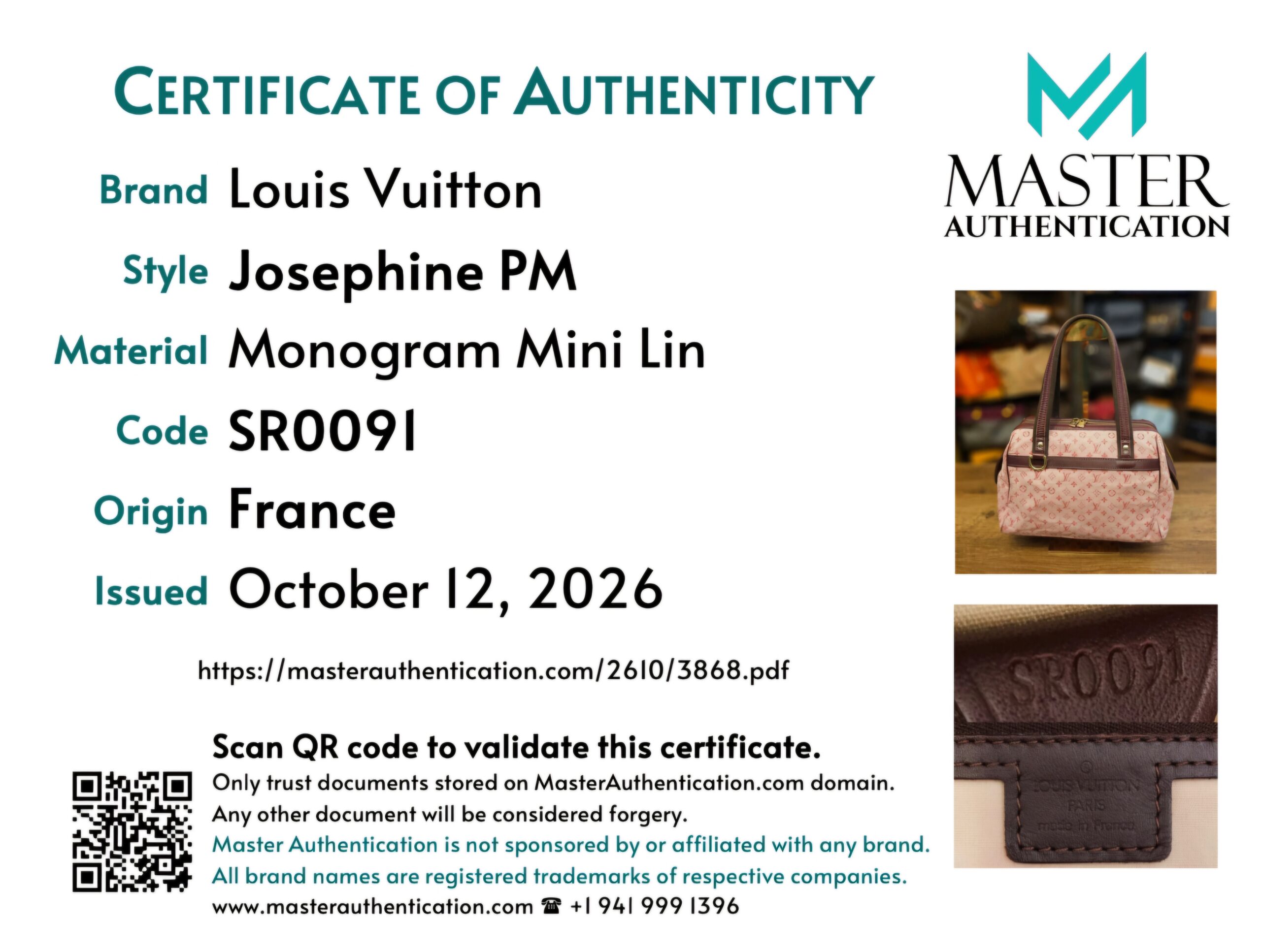 Master Authentication certificate for the Josephine PM, code SR0091