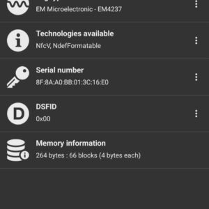 NFC reader screen showing the microchip read