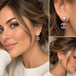 Styling photos of the earrings being worn